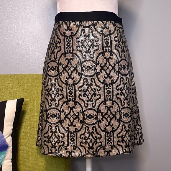 Max Studio Bronze Black Sequined Mini Skirt - Picture 1 of 6